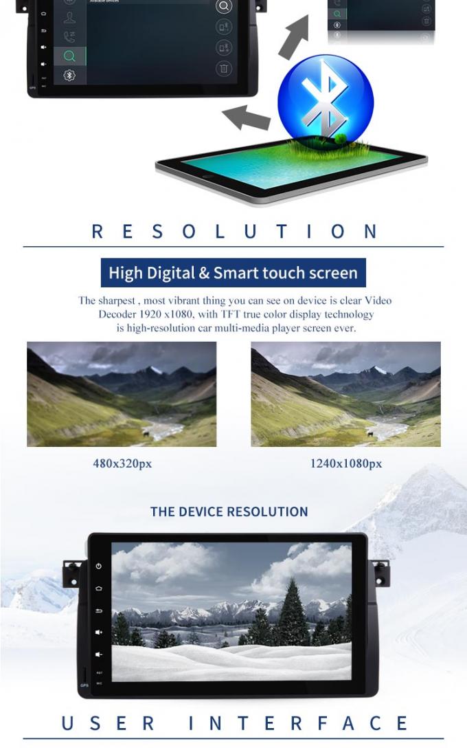 Reprodutor de DVD de BMW GPS do tela táctil de 9 polegadas construído em GPS Android 7,1 para E46
