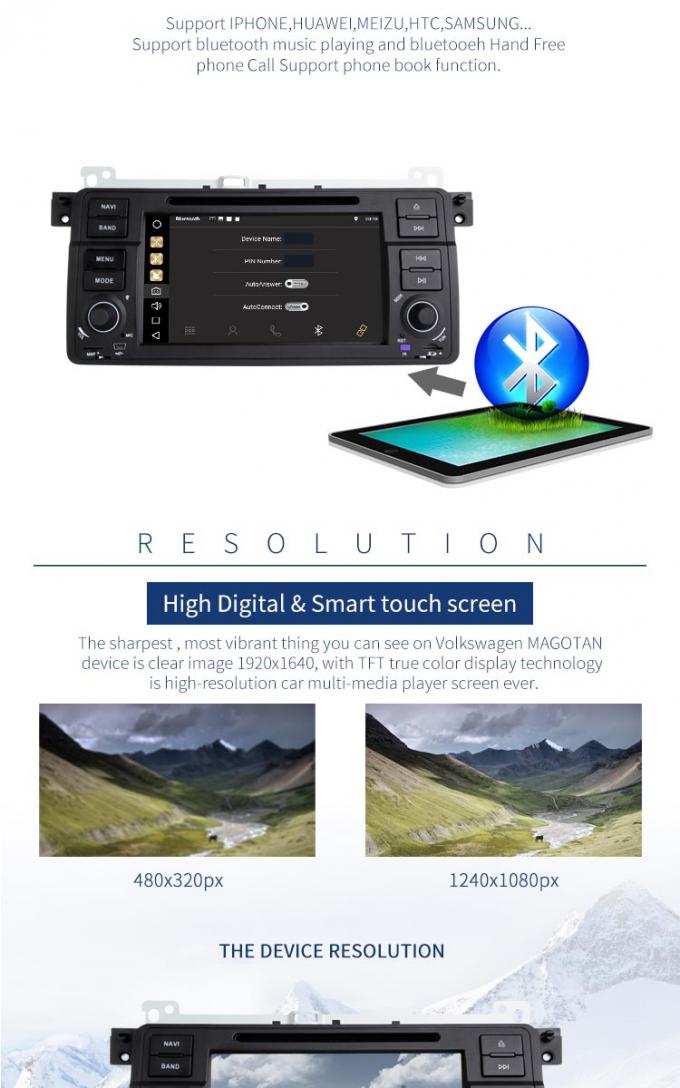 Reprodutor de DVD de Android 8,1 PX6 BMW GPS com o jogador do áudio do AM FM MP4 MP3
