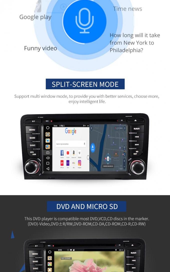 Reprodutor de DVD do carro de Audi da opção da câmera de vista traseira multi - tela do toque HD