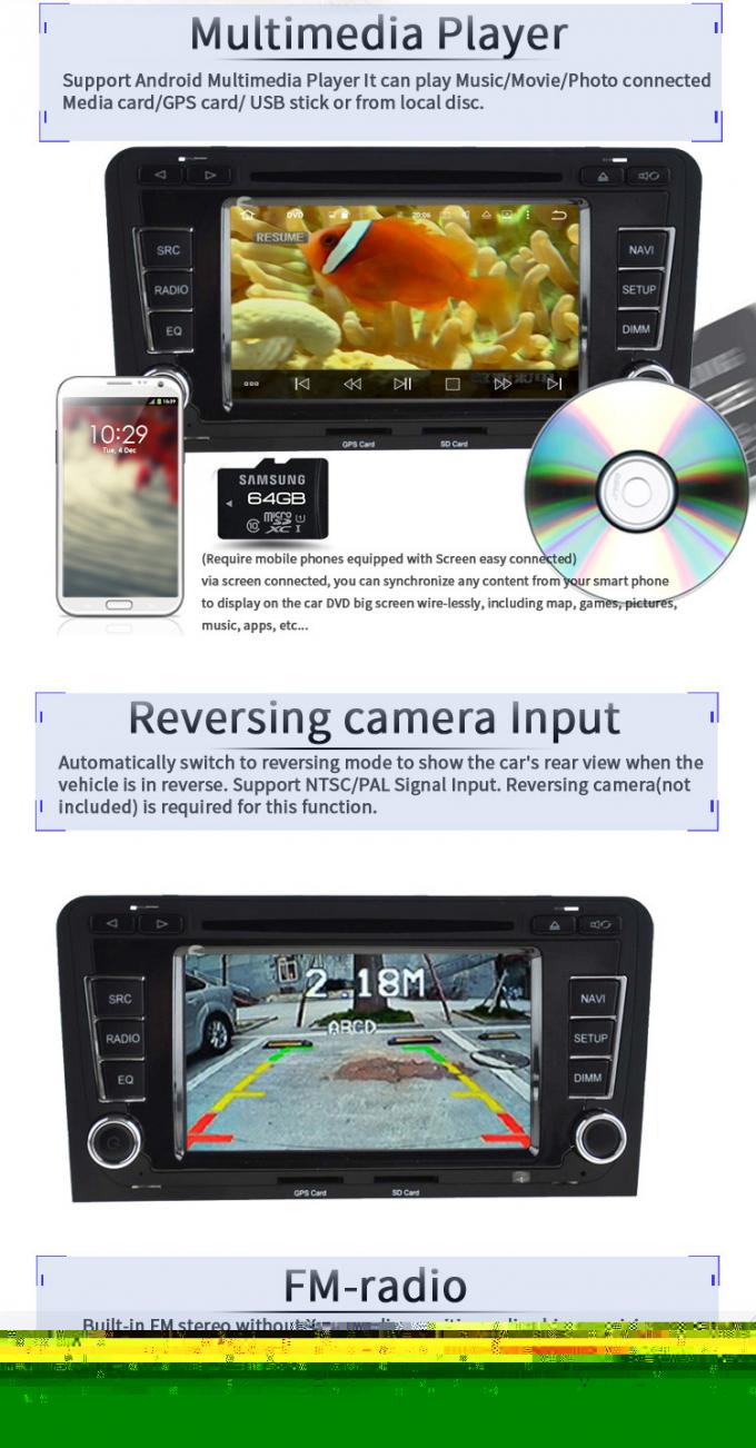 Reprodutor de DVD do carro dos Gps Android Audi do tela táctil com Bluetooth Playstore
