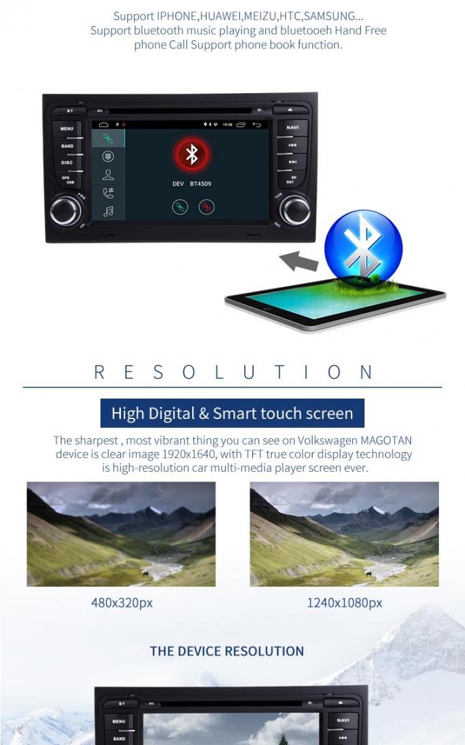 Reprodutor de DVD Android 8,1 do carro de Audi do tela táctil de 7 polegadas com porta usb da tevê GPS