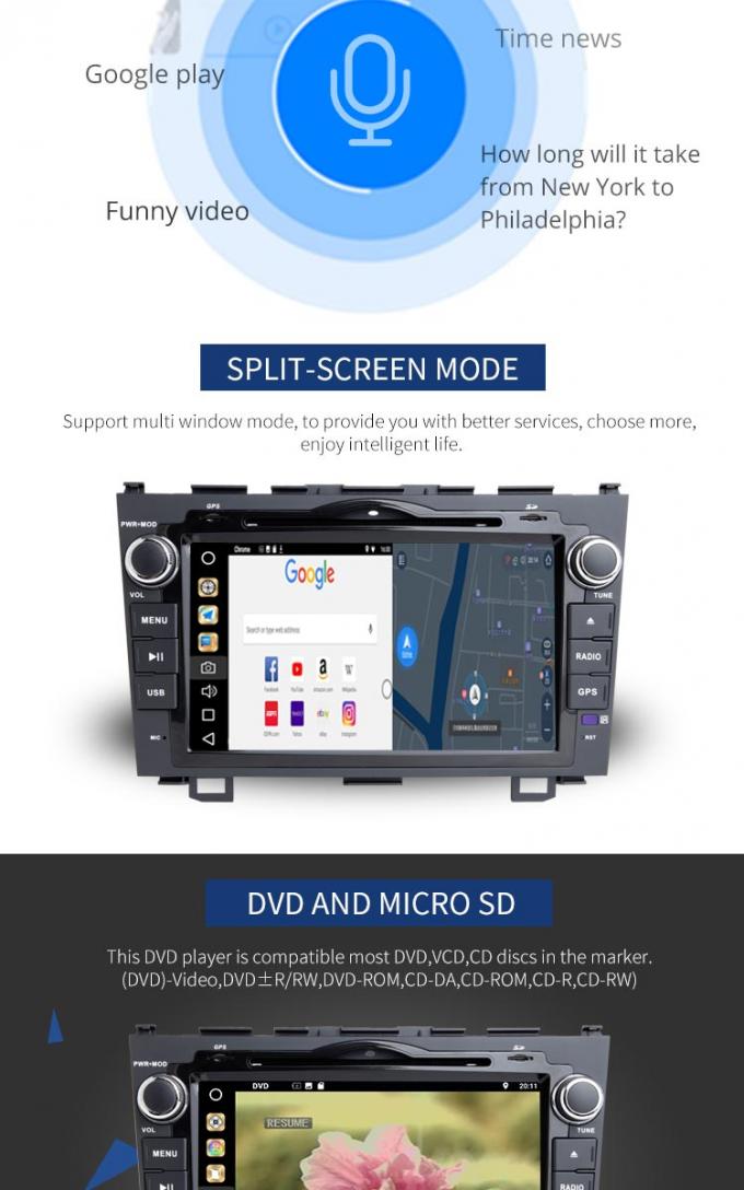 Reprodutor de DVD do carro de Android 8,1 Honda com a câmera da parte traseira da SOLHA TPMS de DVR