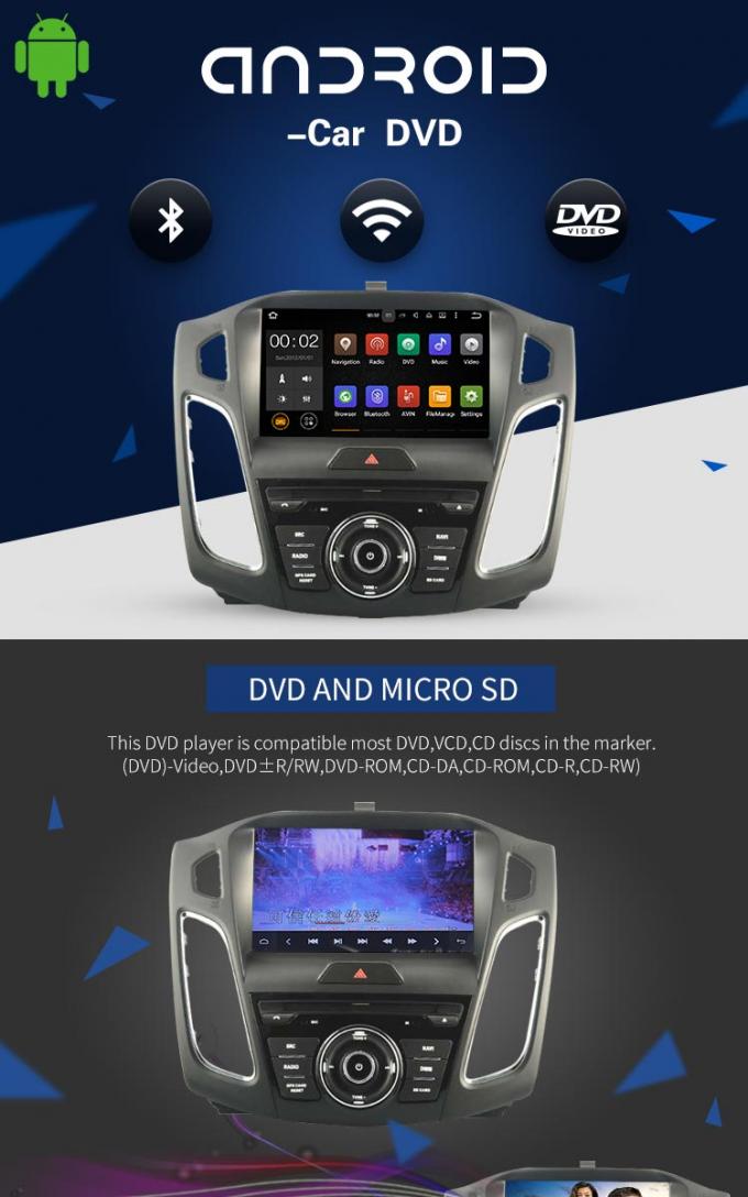 Reprodutor de DVD Android 7,1 do carro de Ford do tela táctil de 9 polegadas com o mapa em linha do mapa completo do Euro