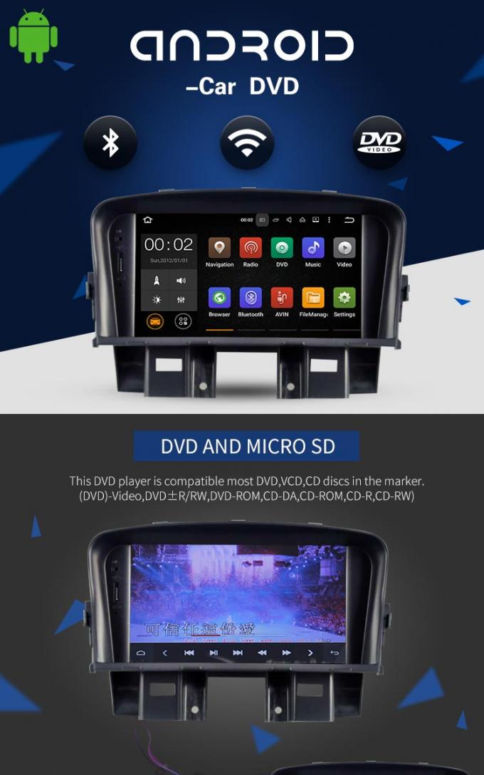 Reprodutor de DVD do carro de Android 7,1 Chevrolet com estéreo apto do OEM da caixa da tevê de GPS BT do monitor
