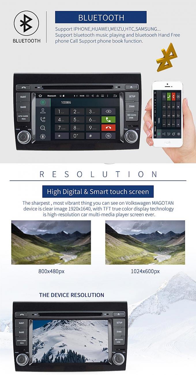 Reprodutor de DVD Android 7,1 do carro do tela táctil com estéreo Mp4 de rádio para o BRAVO