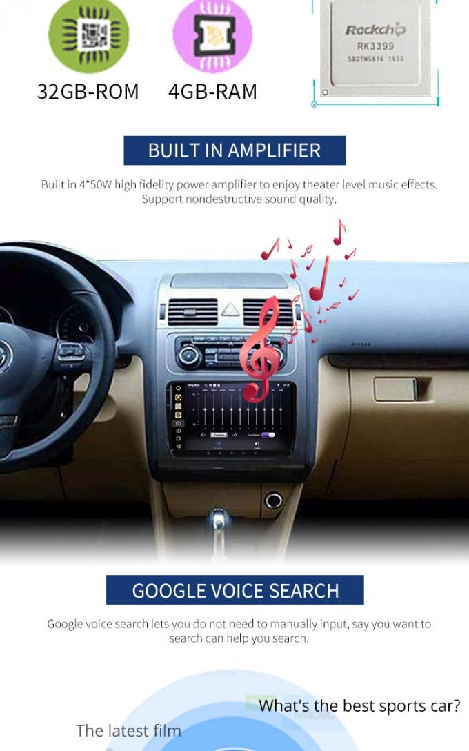 Reprodutor de DVD do carro de Android 8,1 para o mapa de GPS 3G WIFI USB do rádio de Volkswagen Canbus