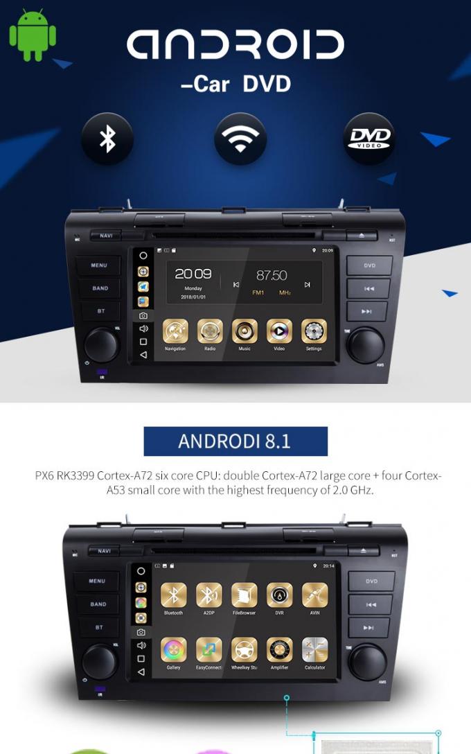 Estéreo de rádio estereofônico do carro de BT WIFI com reprodutor de DVD dos Gps, 8 reprodutor de DVD do carro do núcleo HD