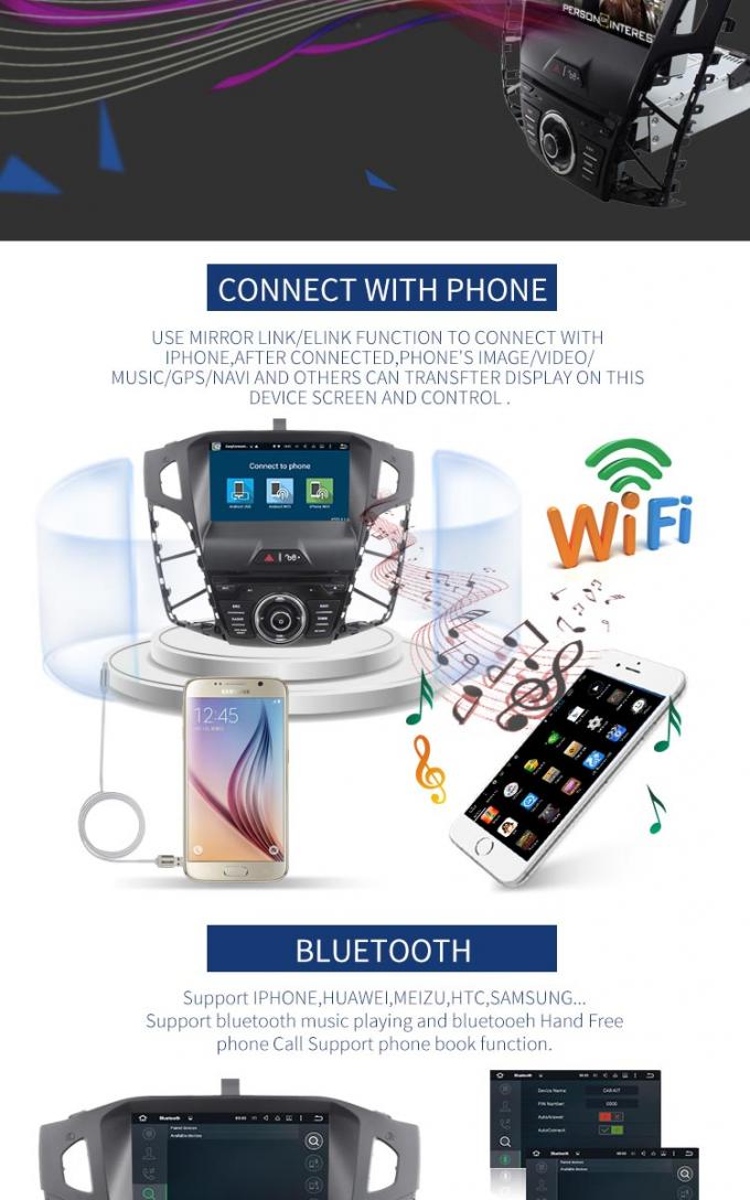 SOLHA Bluetooth estereofônico do reprodutor de DVD RDS do carro de Ford do tela táctil de 8 polegadas - permitido