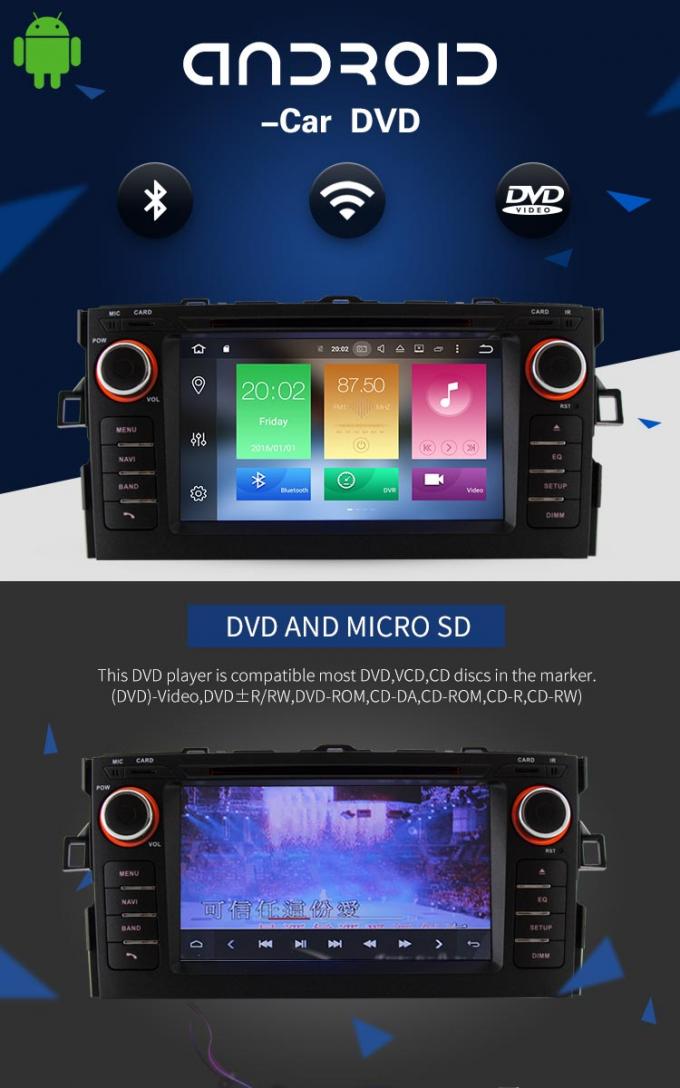 Reprodutor de DVD do carro de Android 8,0 Toyota com 7 o rádio do MP3 MP4 do tela táctil da polegada